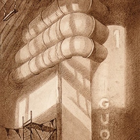 Industrial pipes; russian sauce, paper