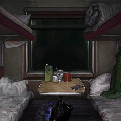 grafit212 Mikhail Tarasov Misha Tarasov russian train interior environment concept art digital painting